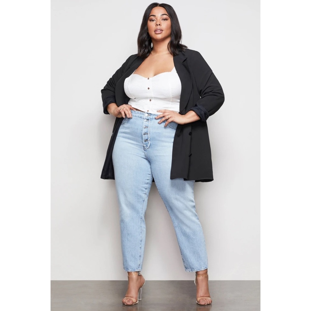 NWT GOOD AMERICAN Good Vintage Exposed Button Jean